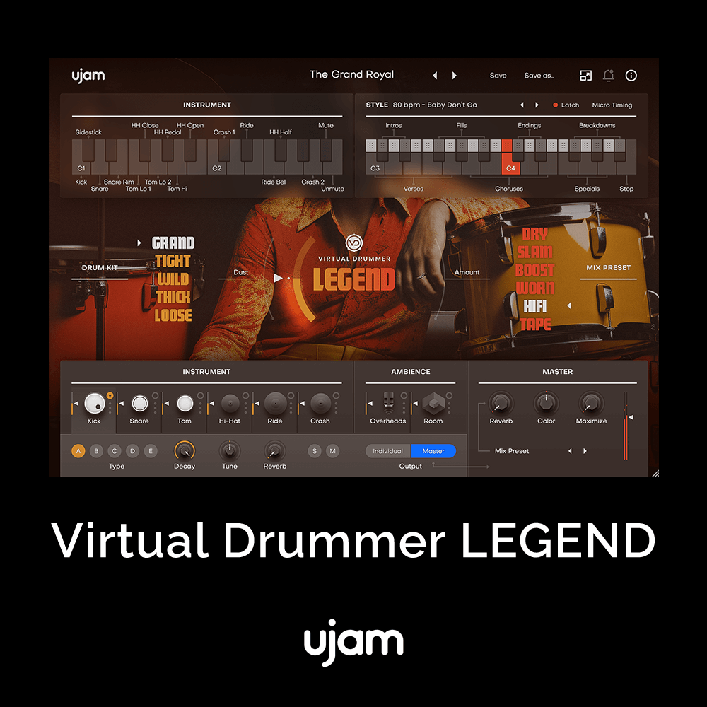 Virtual Drummer LEGEND  Dry Vintage 70s Retro Drums